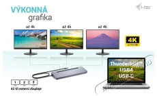 i-tec USB-C Metal Ergonomic 4K 3x Display Docking Station, Power Delivery 100W Iroda és számítástechnika - Notebook kiegészítő - USB hub / elosztó - 503351