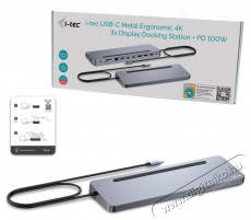 i-tec USB-C Metal Ergonomic 4K 3x Display Docking Station, Power Delivery 100W Iroda és számítástechnika - Notebook kiegészítő - USB hub / elosztó - 503351