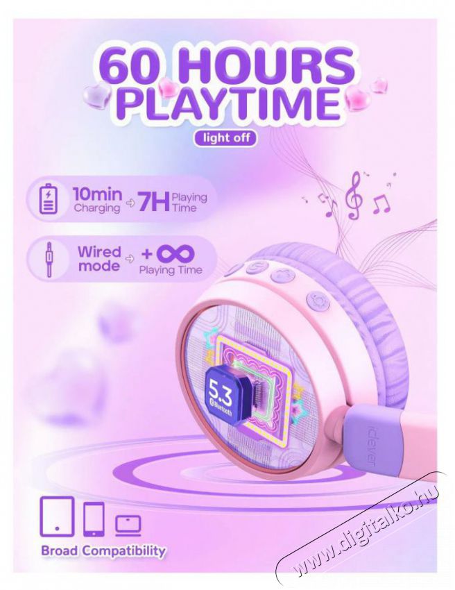 iClever BTH21 Purple Audio-Video / Hifi / Multim&eacute;dia - F&uuml;l &eacute;s Fejhallgat&oacute;k - Fejhallgat&oacute; - 518788