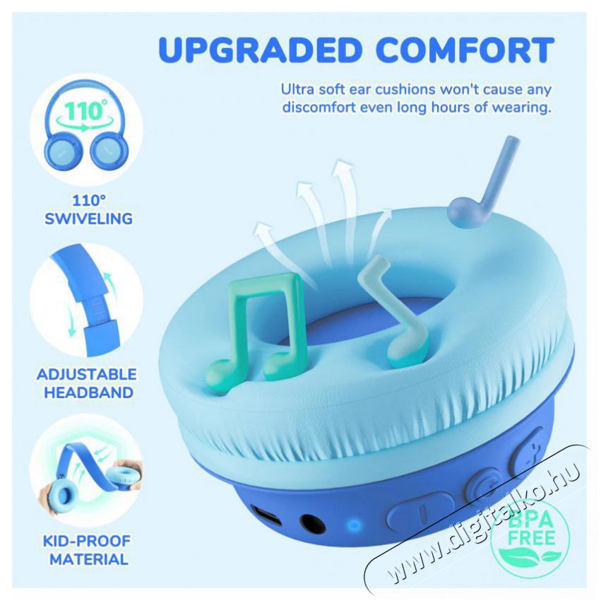 iClever BTH22 Blue Audio-Video / Hifi / Multim&eacute;dia - F&uuml;l &eacute;s Fejhallgat&oacute;k - Fejhallgat&oacute; - 518787