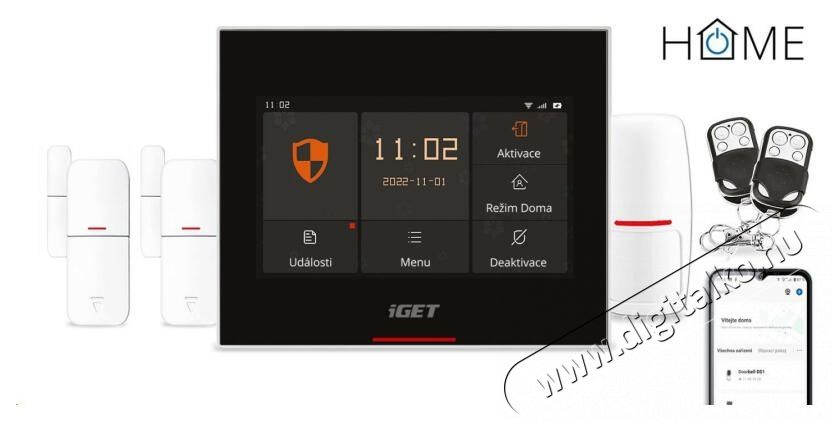 iGET  HOME Alarm X5 - Intelligens Wi-Fi, &eacute;rintős LCD, HOME alkalmaz&aacute;s, k&eacute;szlet &Uacute;jdons&aacute;gok - &Uacute;j term&eacute;kek - 519476
