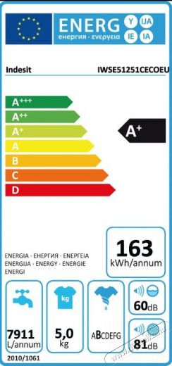 Indesit IWSE 51251 C ECO keskeny mosógép Háztartás / Otthon / Kültér - Mosógép / szárítógép - Elöltöltős keskeny (45cm-ig) mosógép - 340592