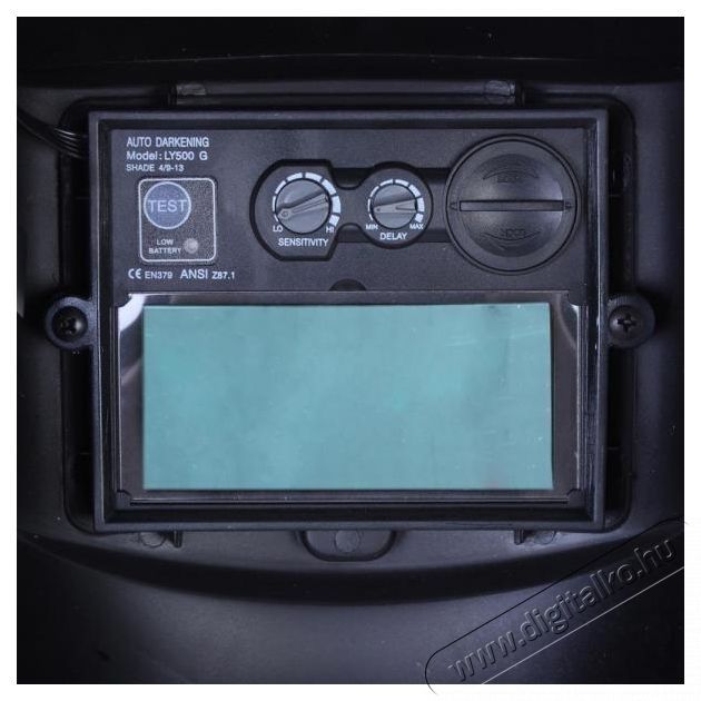 Intensiv BLUE 9-13 hegesztőpajzs, 2 &eacute;rz&eacute;kelő, 92x42 mm, Folyad&eacute;kkrist&aacute;lyos kijelző, Napelemes t&ouml;lt&eacute;s + elem H&aacute;ztart&aacute;s / Otthon / K&uuml;lt&eacute;r - Szersz&aacute;m - Hegesztő - 536910