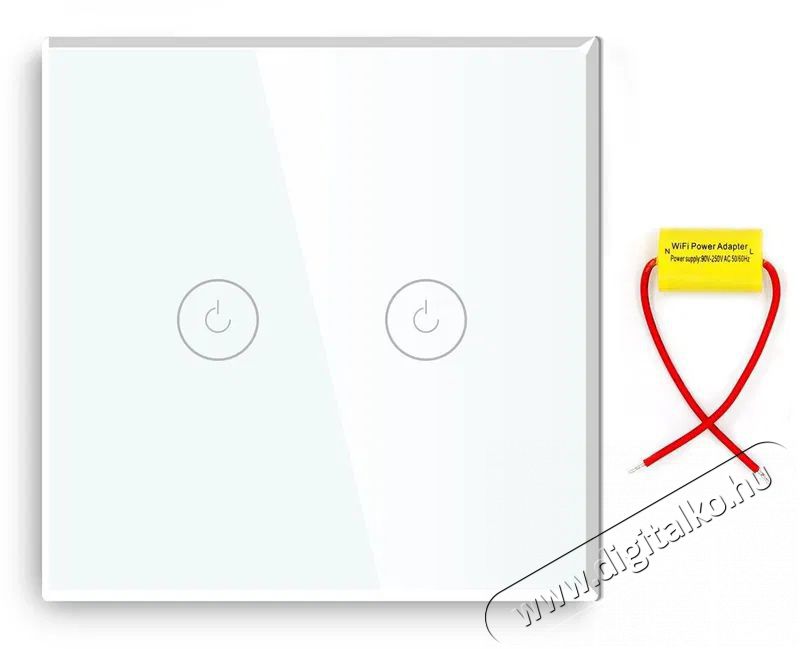 iQtech Millennium, WiFi 2x NoN Smartlife kapcsol&oacute;, feh&eacute;r H&aacute;ztart&aacute;s / Otthon / K&uuml;lt&eacute;r - Okos otthon - Kieg&eacute;sz&iacute;tő - 522165