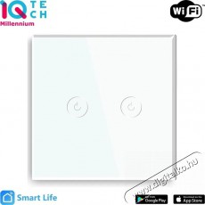 iQtech Millennium, WiFi 2x NoN Smartlife kapcsol&oacute;, feh&eacute;r H&aacute;ztart&aacute;s / Otthon / K&uuml;lt&eacute;r - Okos otthon - Kieg&eacute;sz&iacute;tő - 522165