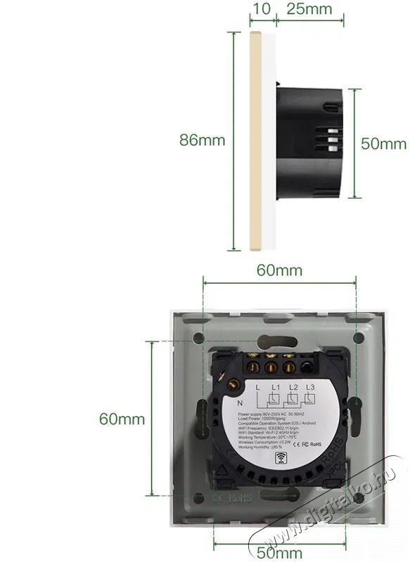 iQtech Millennium, Zigbee 1x NoN kapcsol&oacute; Smartlife, fekete H&aacute;ztart&aacute;s / Otthon / K&uuml;lt&eacute;r - Egy&eacute;b h&aacute;ztart&aacute;si term&eacute;k - 522166