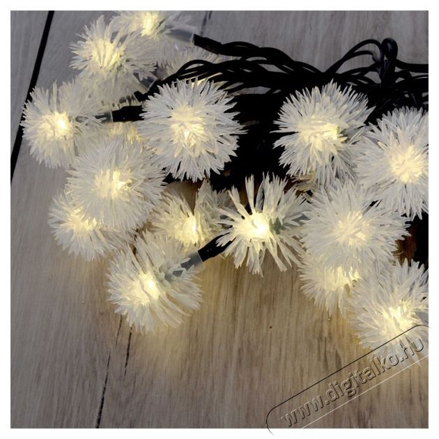 Iris Z&uacute;zmara alak&uacute; 3cm/5m/IPX3 szabv&aacute;nyos/meleg feh&eacute;r/20db LED-es/napelemes f&eacute;nydekor&aacute;ci&oacute; H&aacute;ztart&aacute;s / Otthon / K&uuml;lt&eacute;r - Vil&aacute;g&iacute;t&aacute;s / elektromoss&aacute;g - Led szalag / f&eacute;nyf&uuml;z&eacute;r - 388096