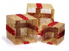 Iris Doboz alakú /1db 20cm, 1db 25cm, 1db 30cm/ arany-piros fémdoboz műanyag masnival dekor szett Egyéb - Nem forgalmazzuk ! - 394629