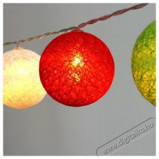 Iris Gömb alakú 6cm/színes fonott/4,5m/piros-fehér-zöld/30db LED-es/USB-s fénydekoráció Háztartás / Otthon / Kültér - Világítás / elektromosság - Led szalag / fényfüzér - 388943