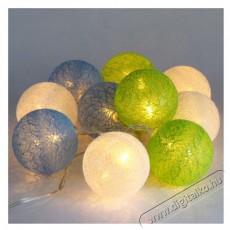 Iris Gömb alakú 6cm/színes fonott/1,5m/zöld-kék-fehér/10db LED-es/USB-s fénydekoráció Háztartás / Otthon / Kültér - Világítás / elektromosság - Led szalag / fényfüzér - 388700