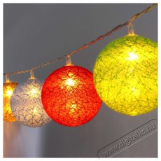 Iris Gömb alakú 6cm/színes fonott/1,5m/barna-piros-kék-zöld/10db LED-es/USB-s fénydekoráció Háztartás / Otthon / Kültér - Világítás / elektromosság - Led szalag / fényfüzér - 388692