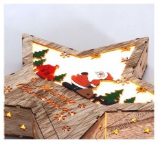 Iris Csillag alakú Télapó mintás/30x30cm/meleg fehér LED-es fa fénydekoráció Háztartás / Otthon / Kültér - Világítás / elektromosság - Hangulat teremtő világítás - 389023