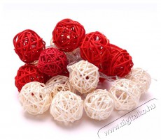 Iris G&ouml;mb alak&uacute; fonott/rattan/4m/feh&eacute;r + piros/20db LED-es/3xAA elemes f&eacute;nydekor&aacute;ci&oacute; H&aacute;ztart&aacute;s / Otthon / K&uuml;lt&eacute;r - Vil&aacute;g&iacute;t&aacute;s / elektromoss&aacute;g - Led szalag / f&eacute;nyf&uuml;z&eacute;r - 388525