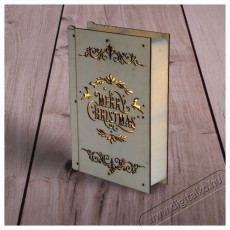Iris Karácsonyi könyv mintás 23x16x4,5cm/meleg fehér LED-es fa fénydekoráció Háztartás / Otthon / Kültér - Világítás / elektromosság - Hangulat teremtő világítás - 388951