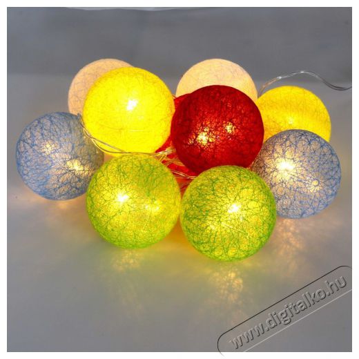 Iris Gömb alakú 6cm/színes fonott/1,5m/több színű/10db LED-es/USB-s fénydekoráció Háztartás / Otthon / Kültér - Világítás / elektromosság - Led szalag / fényfüzér - 388547