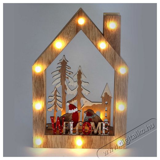 Iris Karácsonyi ház alakú madarak mintás/20x30x5,5cm/meleg fehér LED-es fa fénydekoráció Háztartás / Otthon / Kültér - Világítás / elektromosság - Hangulat teremtő világítás - 389027