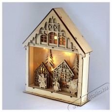 Iris Karácsonyi ház alakú 23,5x29cm/meleg fehér LED-es fa fénydekoráció Háztartás / Otthon / Kültér - Világítás / elektromosság - Hangulat teremtő világítás - 389026