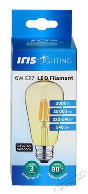 Iris Lighting Filament Bulb Longtip E27 ST64 6W/3000K/540lm aranyszínű LED fényforrás Háztartás / Otthon / Kültér - Világítás / elektromosság - E27 foglalatú izzó - 476736