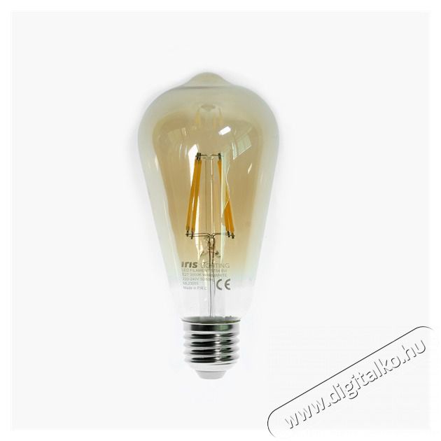 Iris Lighting Filament Bulb Longtip E27 ST64 6W/3000K/540lm aranysz&iacute;nű LED f&eacute;nyforr&aacute;s H&aacute;ztart&aacute;s / Otthon / K&uuml;lt&eacute;r - Vil&aacute;g&iacute;t&aacute;s / elektromoss&aacute;g - E27 foglalat&uacute; izz&oacute; - 476736