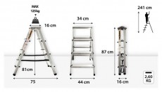 IRIS BEST DRABEST HOME 2x4 lépcsős kétoldalon járható alumínium létra, fellépő, összecsukható Háztartás / Otthon / Kültér - Kültér / kerti termék / grill - Létra - 507085