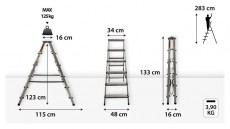 IRIS BEST DRABEST HOME 2x6 lépcsős kétoldalon járható alumínium létra, fellépő, összecsukható Háztartás / Otthon / Kültér - Kültér / kerti termék / grill - Létra - 507241