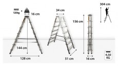 IRIS BEST DRABEST HOME 2x7 lépcsős kétoldalon járható alumínium létra, fellépő, összecsukható Háztartás / Otthon / Kültér - Kültér / kerti termék / grill - Létra - 507242
