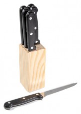Iris KT-602 7 részes steak-kés készlet tartóval (6 db kés + fa tároló blokk) Konyhai termékek - Étkészlet - Evőeszköz készlet - 514638