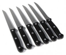Iris KT-602 7 részes steak-kés készlet tartóval (6 db kés + fa tároló blokk) Konyhai termékek - Étkészlet - Evőeszköz készlet - 514638