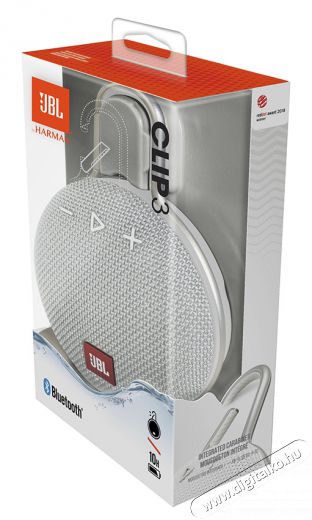 JBL Clip 3 Bluetooth hangszóró - fehér Audio-Video / Hifi / Multimédia - Hordozható, vezeték nélküli / bluetooth hangsugárzó - Hordozható, vezeték nélküli / bluetooth hangsugárzó - 346834