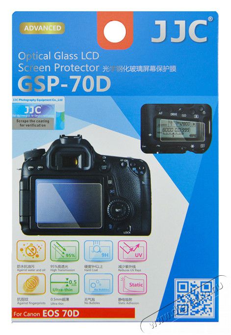 JJC GSP-70D LCD védő üveg (CANON EOS 80D/ 70D) Fotó-Videó kiegészítők - Lcd védő - 318913