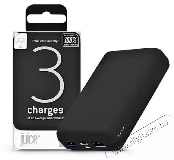 Juice JUI-PBANK-3-ECO-BLK ECO 3 10000mAh 15W fekete power bank Mobil / Kommunikáció / Smart - Powerbank / Külső akkumulátor és töltő - 496888