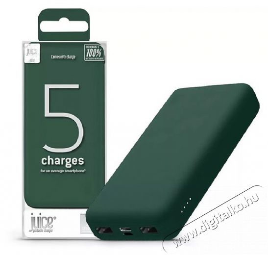 Juice JUI-PBANK-5-ECO-GRN ECO 5 15000mAh 15W zöld powerbank Mobil / Kommunikáció / Smart - Powerbank / Külső akkumulátor és töltő - 496820