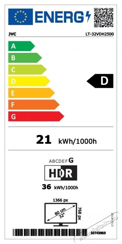JVC 32VDH2500 LED telev&iacute;zi&oacute;, 80 cm, Smart, HD, D energiaoszt&aacute;ly Telev&iacute;zi&oacute;k - Plazma telev&iacute;zi&oacute; - 535363