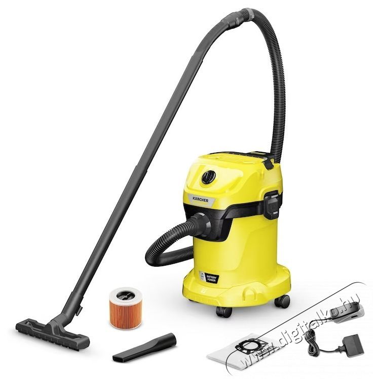 Karcher 1.628-551.0 WD 3-18 Akkumul&aacute;toros nedves &eacute;s sz&aacute;raz porsz&iacute;v&oacute;, 225W, 17l tart&aacute;ly, 20 perc &uuml;zemidő, S&aacute;rga H&aacute;ztart&aacute;s / Otthon / K&uuml;lt&eacute;r - Porsz&iacute;v&oacute; / takar&iacute;t&oacute;g&eacute;p - Porzs&aacute;kos porsz&iacute;v&oacute; - 536954