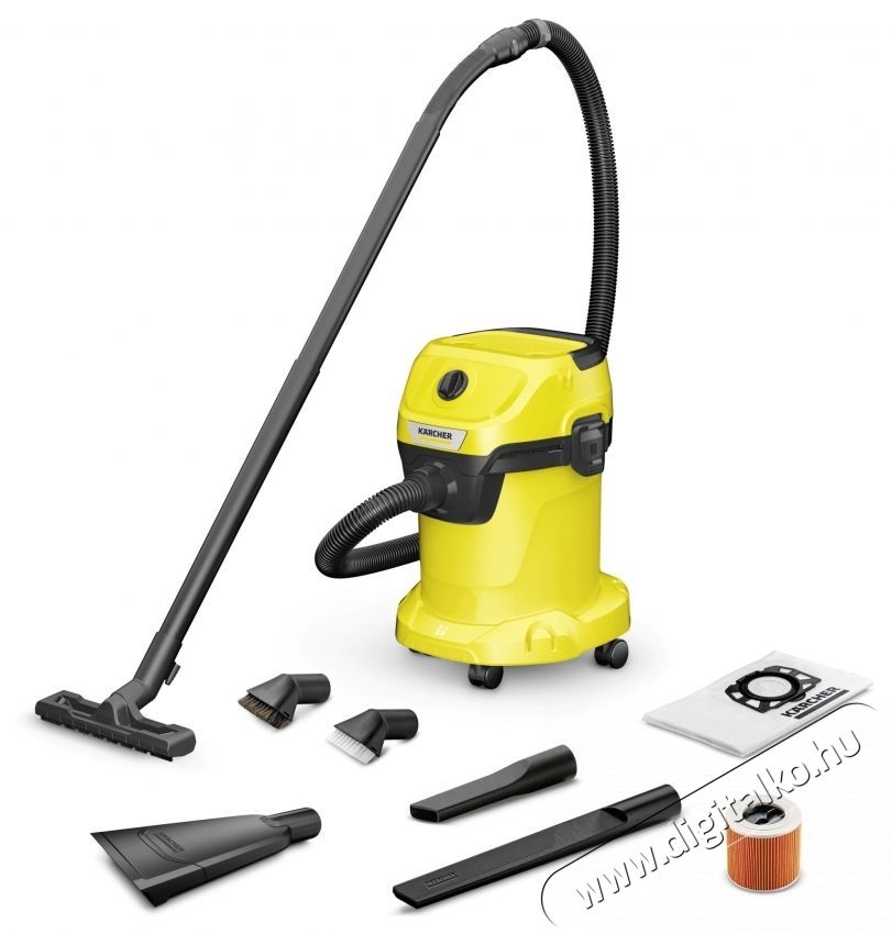 Karcher WD 3 S V-19/6/20 Car Multifunkci&oacute;s porsz&iacute;v&oacute;, 1000 W, 19 l, Rozsdamentes ac&eacute;l, Aut&oacute;tiszt&iacute;t&oacute; kieg&eacute;sz&iacute;tők, S&aacute;rga, Ez&uuml;st H&aacute;ztart&aacute;s / Otthon / K&uuml;lt&eacute;r - Porsz&iacute;v&oacute; / takar&iacute;t&oacute;g&eacute;p - Porzs&aacute;kos porsz&iacute;v&oacute; - 536956