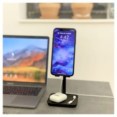 KIKKERLAND US216-BK fekete asztali telefontartó állvány Mobil / Kommunikáció / Smart - Mobiltelefon kiegészítő / tok - Tartó / rögzítő / állvány - 414944
