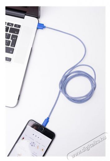 KIKKERLAND US113-BL-EU textilborítású Lightning kék-fehér kábel Mobil / Kommunikáció / Smart - Tablet / E-book kiegészítő, tok - Kábel - 429936