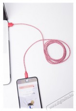 KIKKERLAND US113-RD-EU textilborítású Lightning piros-fehér kábel Mobil / Kommunikáció / Smart - Tablet / E-book kiegészítő, tok - Kábel - 429937