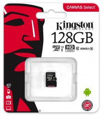 Kingston 128GB SD micro Canvas Select 80R (SDXC Class 10 UHS-I) (SDCS/128GBSP) memória kártya Memória kártya / Pendrive - MicroSD / MicroSDHC kártya - 334404