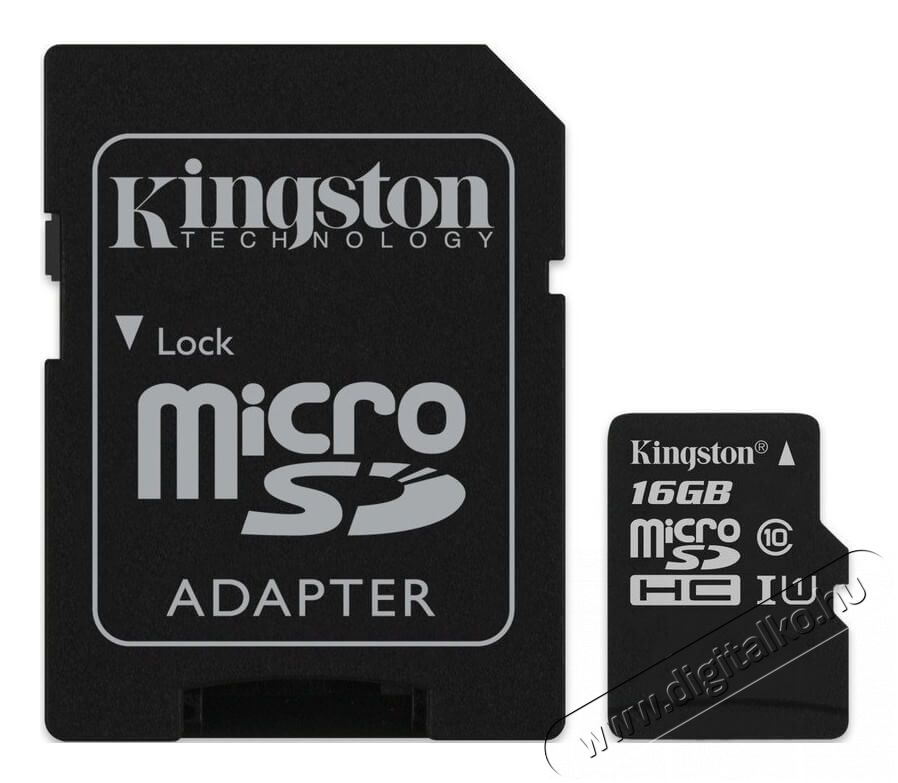 Kingston 16GB Class 10 UHS-I (SDCS/16GB) micro SD memória kártya Memória kártya / Pendrive - MicroSD / MicroSDHC kártya - 334406