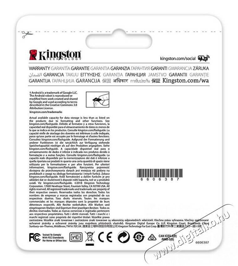 Kingston Canvas Select 80R 16GB Class 10 UHS-I micro SD (SDCS/16GBSP) memória kártya Memória kártya / Pendrive - MicroSD / MicroSDHC kártya - 334407