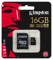 Kingston 16GB SD (microSDHC Class U3 UHS-I) (SDCG/16GB) memória kártya adapterrel Memória kártya / Pendrive - MicroSD / MicroSDHC kártya - 314293