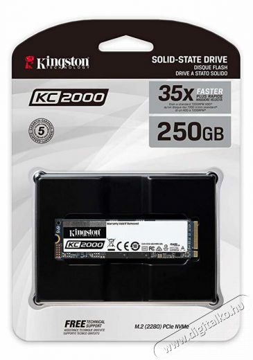 Kingston KC2000 250GB M.2 NVMe 2280 (SKC2000M8/250G) SSD Iroda és számítástechnika - Adattároló / merevlemez - SSD - 350960