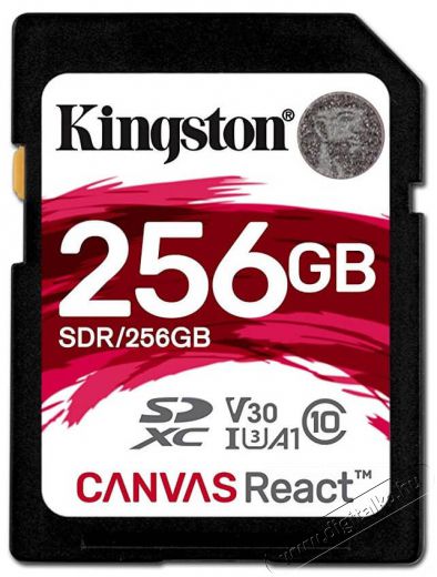 Kingston 256GB SD Canvas React (SDXC Class 10 UHS-I U3) (SDR/256GB) memória kártya Memória kártya / Pendrive - SD / SDHC / SDXC kártya - 337383