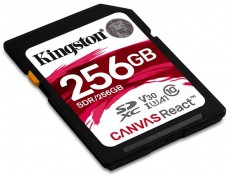 Kingston 256GB SD Canvas React (SDXC Class 10 UHS-I U3) (SDR/256GB) memória kártya Memória kártya / Pendrive - SD / SDHC / SDXC kártya - 337383