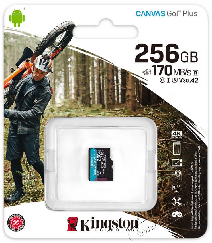 Kingston 256GB SD micro Canvas Go! memória kártya Memória kártya / Pendrive - MicroSD / MicroSDHC kártya - 367817