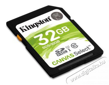 Kingston 32GB SD Canvas Select 80R (SDHC Class 10 UHS-I) (SDS/32GB) memória kártya Memória kártya / Pendrive - SD / SDHC / SDXC kártya - 334409
