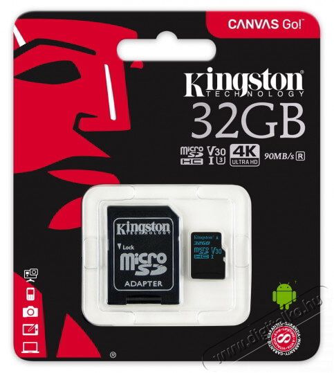 Kingston 32GB SDHC Class 10 UHS-I U3 memória kártya adapterrel Memória kártya / Pendrive - SD / SDHC / SDXC kártya - 336590