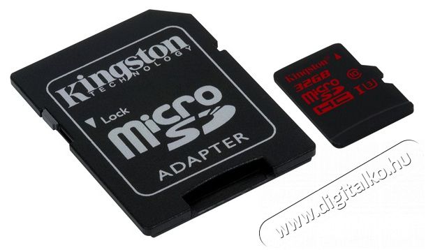 Kingston 32GB SD micro (SDHC Class 3 UHS-I) (SDCA3/32GB) memória kártya adapterrel Memória kártya / Pendrive - MicroSD / MicroSDHC kártya - 312005