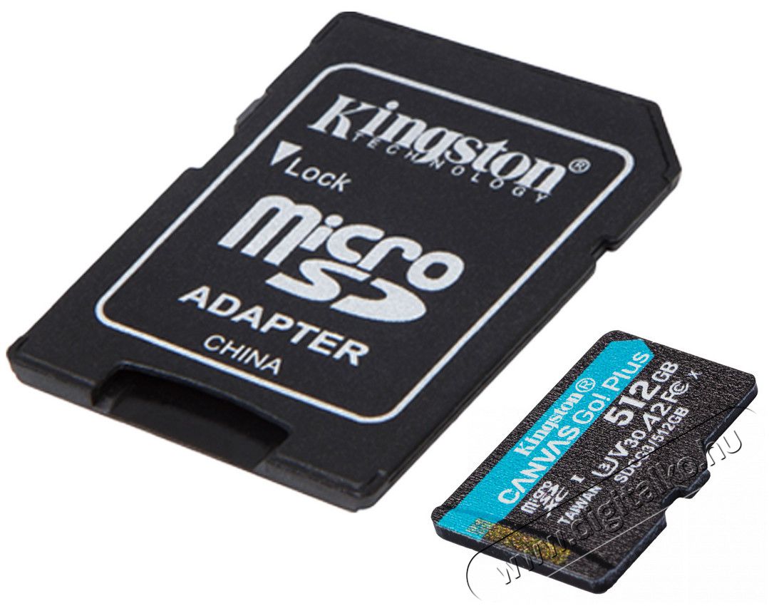 Kingston 512GB SD micro Canvas Go! Plus (SDXC Class 10 UHS-I U3) (SDCG3/512GB) memória kártya + adapterrel Memória kártya / Pendrive - MicroSD / MicroSDHC kártya - 367820
